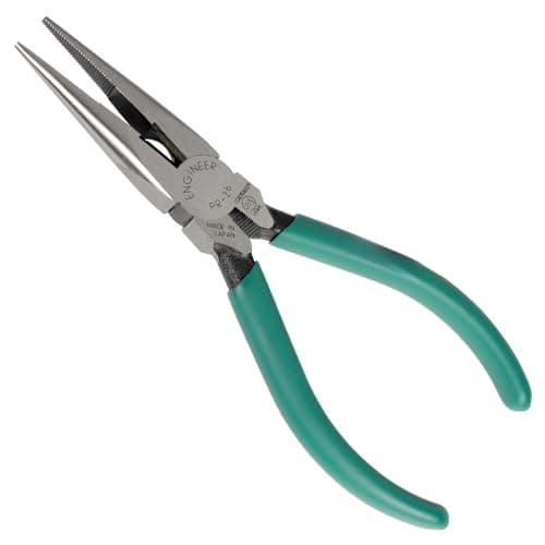 Image of ENGINEER 6.3" Professional Long Nose Pliers. Made in Japan. Carbon Steel Side Cutting Blades. PR-26