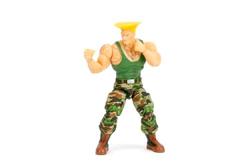 Image of Jada Toys Street Fighter II Guile Action Figure 1:12 Scale, 6" Tall, Interchangeable Heads, Hands & Accessories