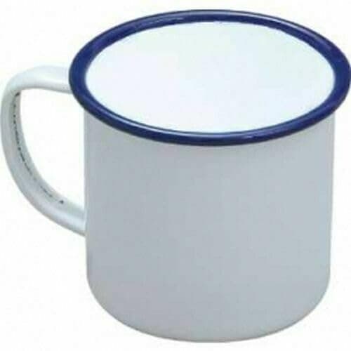 Image of Falcon Enamel Classic Traditional White Mug Cup Tea Coffee Tin Garden Camping Picnic 8cm (284ml) and 9cm (340ml) (6, 9cm (340ml))