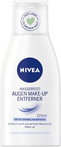 Image of NIVEA Waterproof Eye Makeup Remover (125ml), Gentle Makeup Remover with Chamomile Extract and Provitamin B5, Removes Even Waterproof Mascara and Makeup