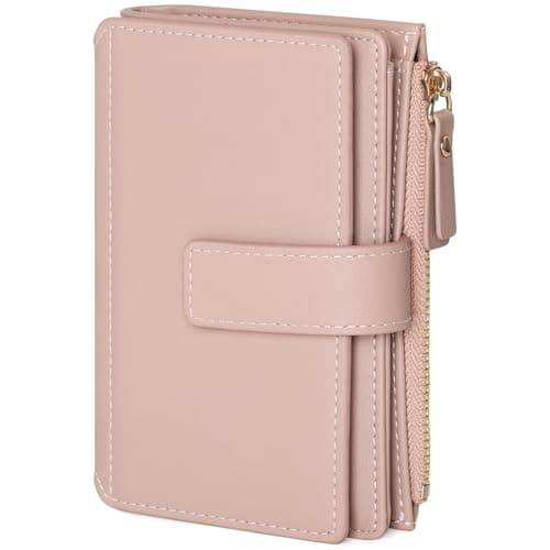 Image of RRANCharltu Purses for Women, Ladies Purse PU Leather Wallets for Women RFID Blocking Card Holder Women with Zip Coin Compartment 16 Card Slots and 2 ID Windows Women Purse with Gift Box,Pink