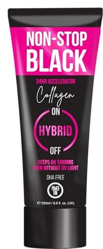 Image of Power Tan Non-Stop Black Collagen Tanning Accelerator Cream 250ml – DHA Free, 24-Hour Dark Tan Lotion with Algotan-P, Tingle-Free, For All Skin Types