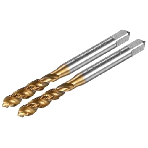 Image of M METERXITY 2-Pack M5x0.5mm Metric Spiral Flute Thread Tap, HSS Titanium Coated Right Hand Threading Tap Screw for Drilling/Milling Machines/CNC Machine Tools, Tapping Tool
