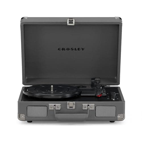 Image of Crosley Cruiser Plus Portable Turntable - Bluetooth Record Player, 3-Speed Suitcase Vinyl Player, Home Turntables for Vinyl Records, Built in Stereo Speakers & Bluetooth Receiver, AUX Input, Slate