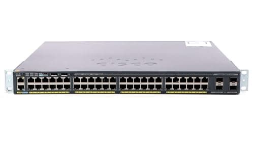 Image of Cisco Catalyst 2960-X Network Switch (L2/L3, Managed, Gigabit Ethernet (10/100/1000), RJ-45, 216 Gbit/s, 107.1 Mpps) Black (Renewed)