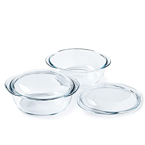 Image of Pyrex® | Borosilicate Glass Casserole | Set of 2 | Steamer, Quick and Tasty Cooking, Microwave and Dishwasher Safe (2 Pack 2.3L) Casserole Dishes