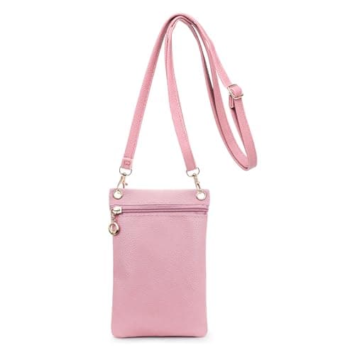 Image of Energather Small Phone Bag, Soft PU Leather Mobile Phone Bags for Women, Mobile Phone Pouch Bag Crossbody Phone Bag (pink)