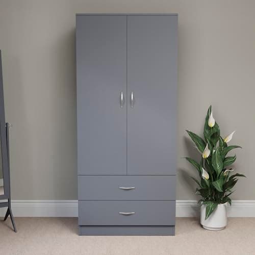 Image of Vida Designs 2 Door 2 Drawer Wardrobe (Grey)