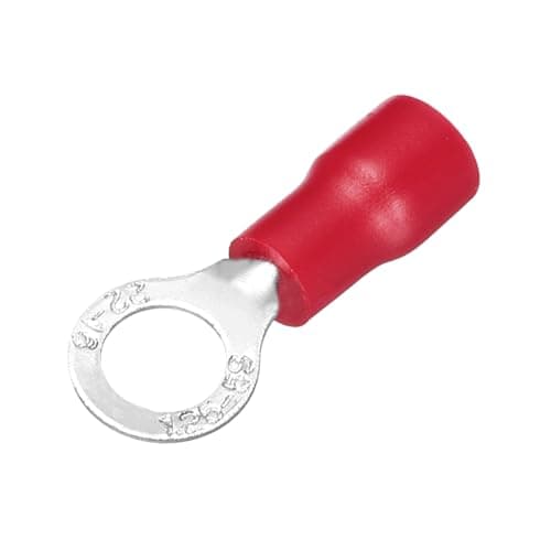 Image of sourcing map 100 Pcs Insulated Ring Wire Connector Electrical Crimp Terminal 22-16 AWG for Electrical Projects Red