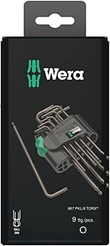 Image of Wera 05073598001 Torx Key Set 967 PKL/9 SB TORX Ball-end, TX8-40, 9-Piece