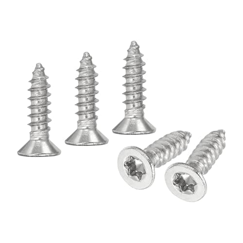 Image of M METERXITY 100 Pack Torx Screws, M3 x 12mm Flat Head Wood Screw 304 Stainless Steel Full Threaded Countersunk Self Tapping Star Sheet Metal Bolts for Wood/Furniture [Silver Tone]