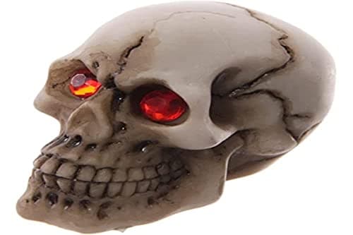 Image of Puckator Gruesome Skull with Red Gem Eyes Decoration - Home Decoration- Desk Skull Ornament - Plastic Skull - Gothic Home Accessories - Mini Skulls - Human Skeleton Head - Goth Gifts For Men