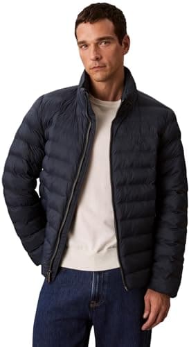 Image of Calvin Klein Men's Nylon Hooded Puffer Jacket, Blue (Ink), XL