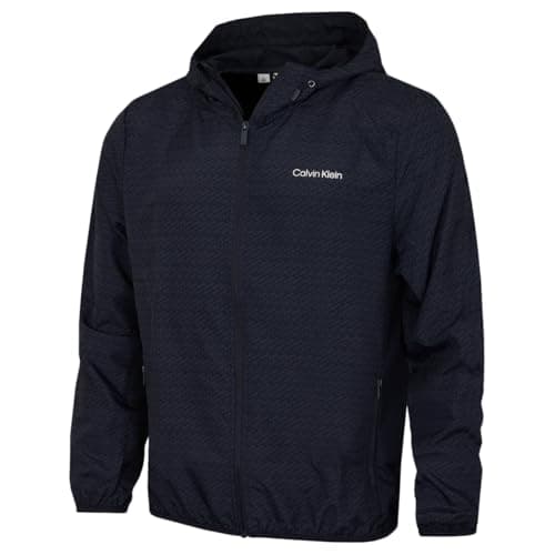Image of Calvin Klein Mens Printed Windbreaker Jacket - Navy - XL