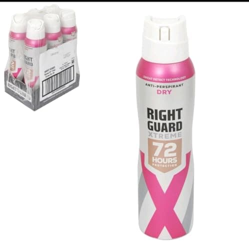 Image of Right Guard Xtreme Dry Anti-Perspirant Spray for Women,Right Guard Women Xtreme Dry Pink Anti-Perspirant Deodorant Spray - 6 X 150ML 72 Hours Protection, Sweat Detect Technology, 150ml