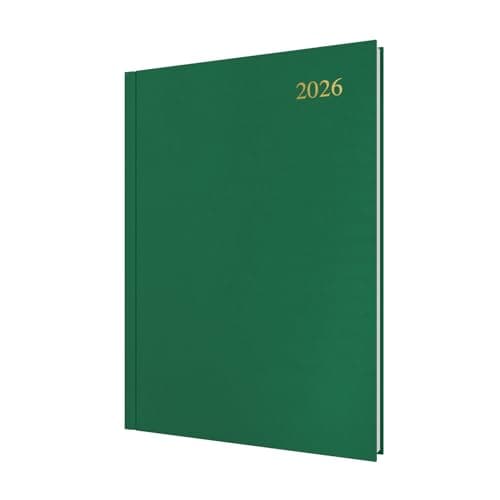 Image of Collins - Essential - 2026 12 Month Calendar Year Planner, Day-To-Page Diary, A4 Hard Cover - Green (ESSA41.52-26)