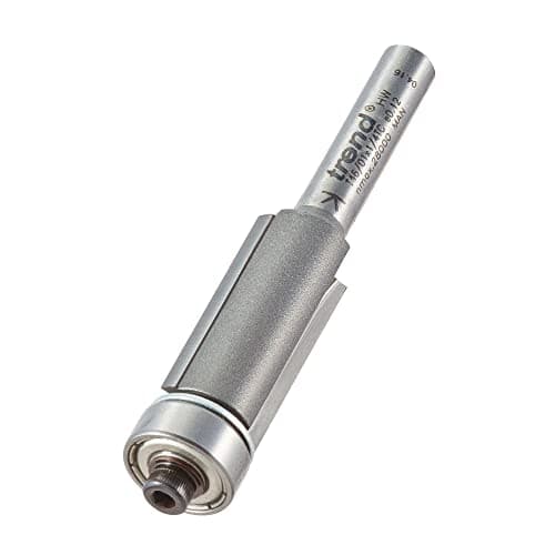 Image of Trend Professional Bearing Guided Trimming Cutter, 1/4 Inch Shank, 12.7mm Cut Diameter, 25mm Cut, 1/2 Inch Bearing, Tungsten Carbide Tipped, T46/01X1/4TC