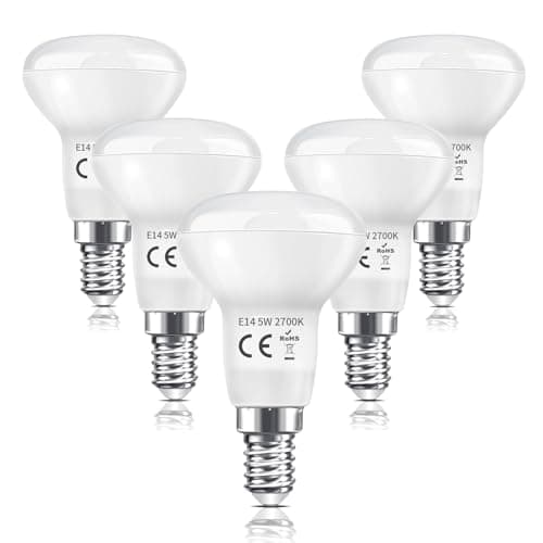Image of Caldarax R50 E14 LED Spotlight 5W Warm White 2700K, Reflector SES Small Edison Screw Light Bulb, 40W Equivalent, 475LM, Non-Dimmable, Pack of 5
