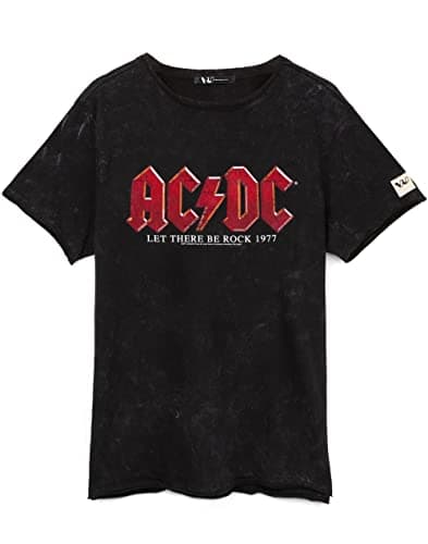 Image of AC/DC T-Shirt for Men and Women | Unisex Black Short Sleeve Rock Band Black Tee | Distressed Logo Let There Be Rock Song Album | Music CD Gifts Merchandise XX-Large