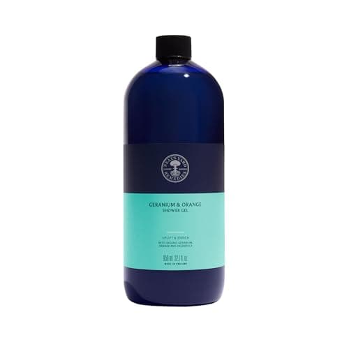 Image of Neal's Yard Remedies Geranium & Orange Shower Gel, Energising & Uplifting Body Wash, Citrus Scent, Vegan & Cruelty-Free, 950ml