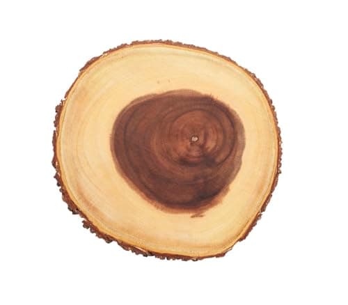 Image of Artesa Natural Wooden Tree Trunk Cheese Board / Serving Platter with Bark Edge - Round, Brown, 21 cm (8"), Wood