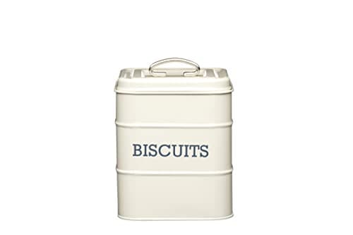Image of KitchenCraft Living Nostalgia Metal Biscuit Tin, Airtight, 14.5 x 19cm, Antique Cream