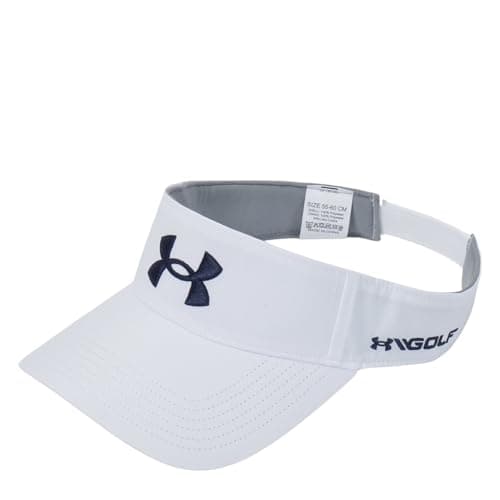 Image of Under Armour Mens Golf96 Visor Hat, White/Midnight Navy, One Size