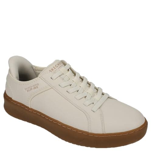 Image of Skechers Men's Court Break-Double Vented Hands Freee Slip-ins Sneaker, Natural, 9.5 UK