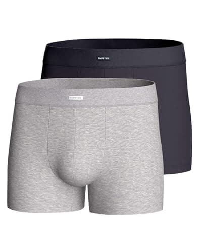 Image of IMPETUS Mens Cotton Stretch Comfort 2 Pack Boxer, Soft Comfortable Underpants, Breathable Stretch Tagless Waistband Premium Underwear, Navy Blue/Grey Mix, Medium