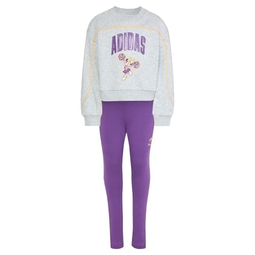 Image of adidas Girl's DISNEY MINNIE MOUSE JOGGER, light grey heather/Semi Ice Tangerine, 7-8 Years