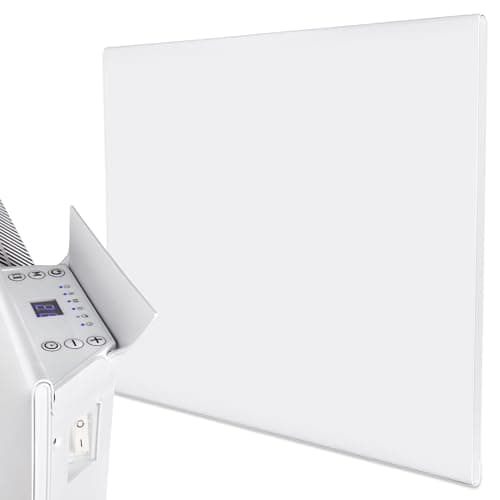 Image of MYLEK Panel Heater Radiator Electric 0.5KW - Daily and Weekly Timer, Digital Thermostat - Wall Mounted Slimline White Panel Heater for Bathroom, Office, Bedroom, Garage (500 Watt) Lot 20 Compliant