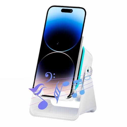 Image of NPLSEO 5-in-1 Wireless Induction Bluetooth Speaker with Adjustable Phone Stand – Stereo Sound, 8 RGB Ambient Lights, Portable Rechargeable Speaker for iPhone & Android (White)