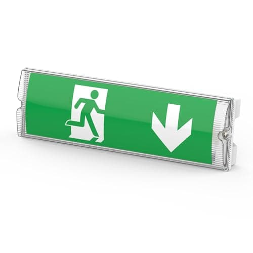 Image of EVOGES IP65 3W Emergency LED Exit Sign Bulkhead, Self Test with Legend Set, Maintained & Non Maintaned, Ceiling & Wall Mounted (Pack of 1)