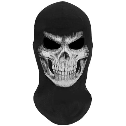 Image of Applysu Ghost Mask Men Skull Balaclava Black Full Head Windproof Skeleton Ski Mask for Sport Halloween Cosplay Costume Props