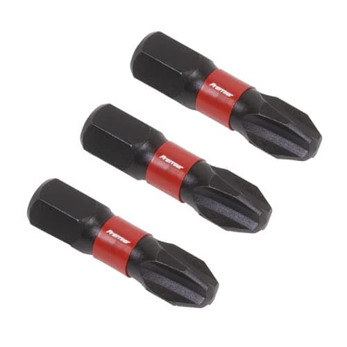 Image of Sealey 3pc 25mm Phillips #3 Impact Power Tool Bit Set - AK8206