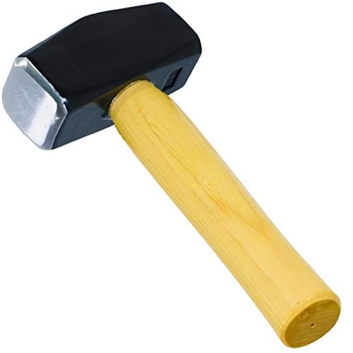 Image of SPARES2GO Lump Club Sledge Hammer Heavy Duty Hickory Wood Shaft Hardened Steel Head Long Grip Handle (4lb / 2kg)