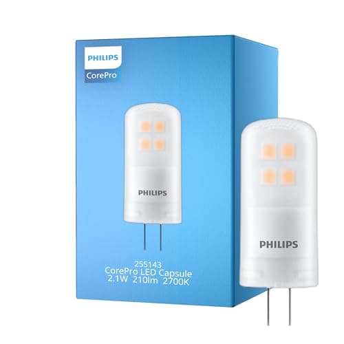 Image of Philips CorePro LED G4 Capsule 2.1W Dimmable (20W Equivalent) 12V, Warm White 2700K, Energy Efficient LED Bi-Pin Capsule Bulb, Compact G4 Pin Base, Halogen Replacement