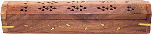 Image of Bramble & Jones LEAF - Solid Wood Wooden Incense Joss Sticks Storage Box with Built in Ash Catcher and Cone Burner