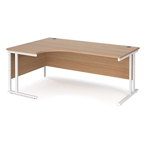 Image of Mr Office Maestro 25 left hand ergonomic desk - white cantilever leg, Beech, 1800