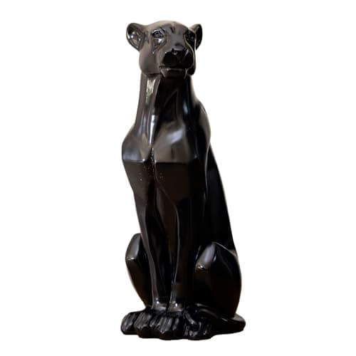 Image of Darthome Large Black Leopard Ornament 13x38x16cm Figurine Sculpture Animal Gift Home Big Cat Statue