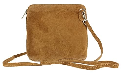 Image of Girly HandBags Genuine Suede Cross Body Shoulder Bag - Light Tan(Size: W 17, H 17, D 8 cm (W 6, H 6, D 3 inches))