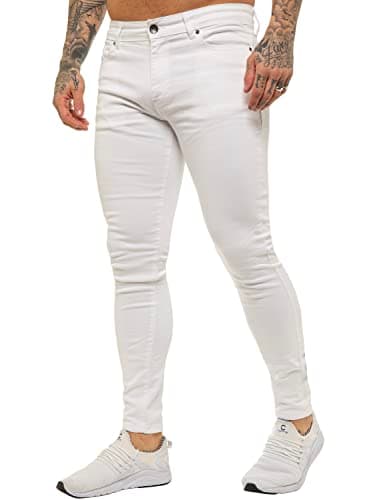 Image of BRAND KRUZE Designer Mens Jeans KZ106 Skinny Slim Fit Casual Super Stretch Denim Trousers Pants WHT 30 S