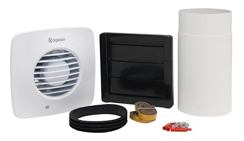 Image of Xpelair Simply Silent DX100S 4 Inch/100mm Bathroom Extractor Fan with Wall Fitting Kit, Wall, Ceiling and Window Fitting, Adjustable Twin Speed and Ghost Air Movement Technology, Square, White