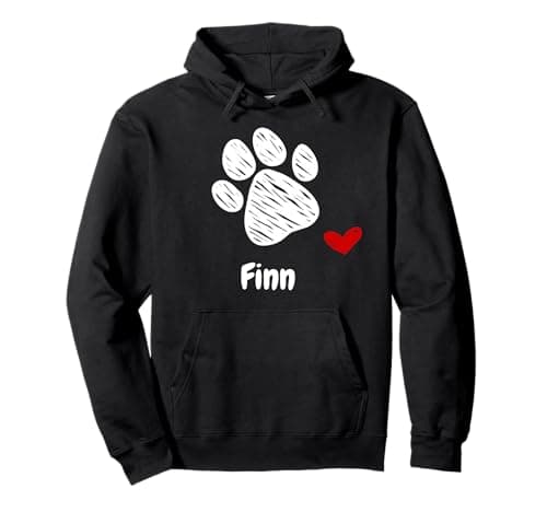 Image of Finn Dog Paw Best Puppy Dog Named Finn Dog Lover Pullover Hoodie