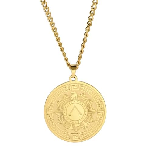 Image of OAUWKEIY Hip-hop style men's round pendant necklace with sun-shaped pattern jewellery pendant necklaces for men women
