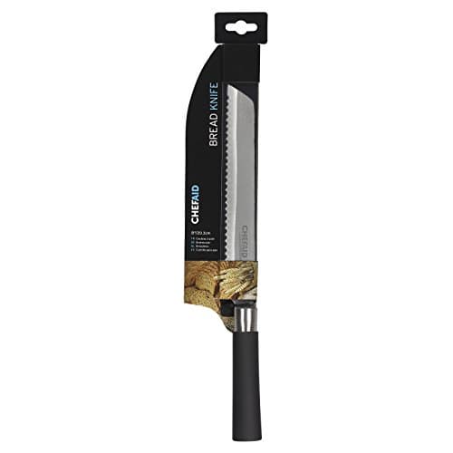 Image of Chef Aid Stainless Steel Bread Knife, 8 Inch (20 cm) – Soft Grip Handle, Serrated Blade, Ideal for Slicing Bread & Baked Goods, Handwashing Recommended