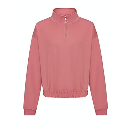 Image of AWDis Just Hoods JH037 Ladies Cropped 1/4 Zip Sweatshirt - Dusty Rose - M