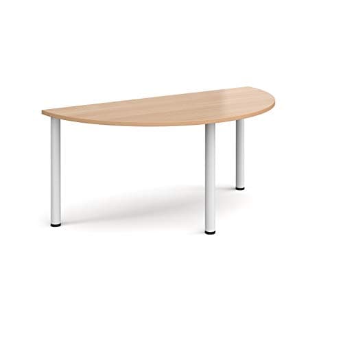 Image of Mr Office Semi circular radial leg meeting table - white legs, Beech
