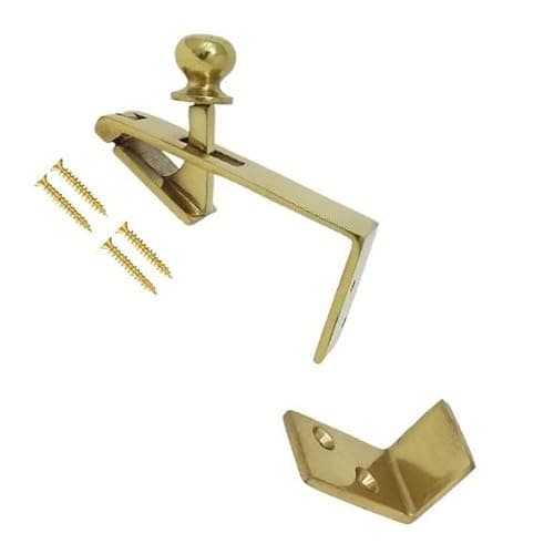 Image of TERF® Polished Brass Counter Flap Catch and Stay Bar Shop Counterflap Catch including Fixing Screw - Pack of 1
