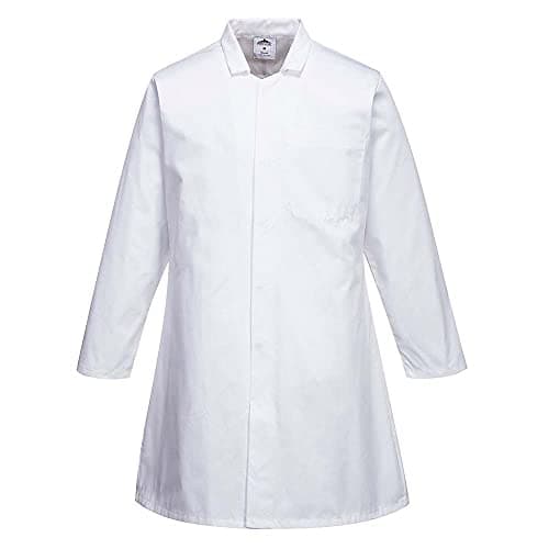 Image of Portwest Men’s Food Coat, One Pocket, Size: M, Colour: White, 2202WHRM